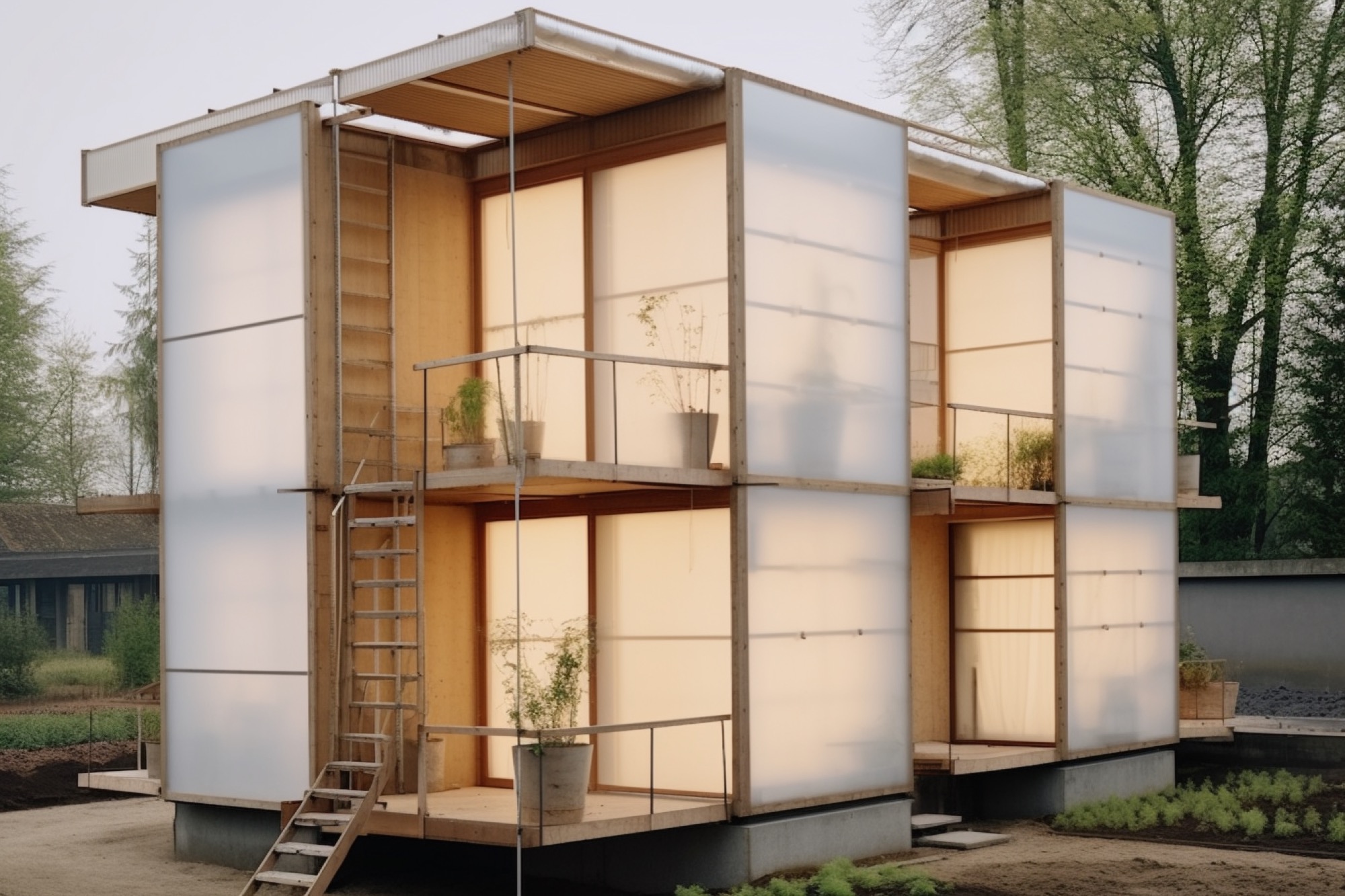 AI-generated render, house in multiple levels