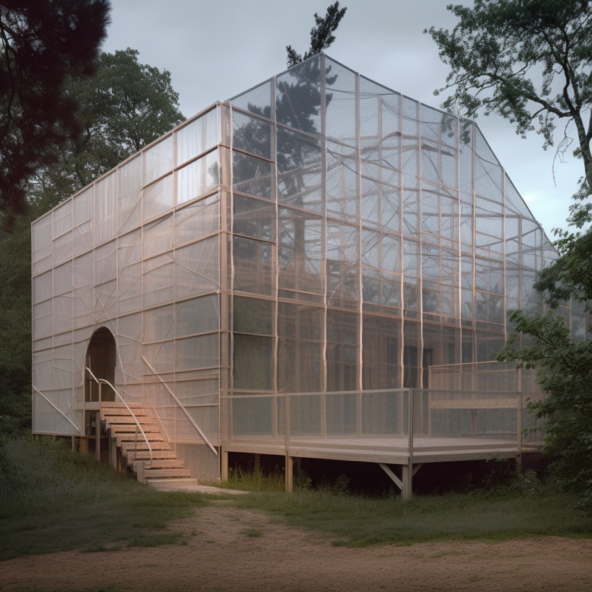 AI-generated render of a sustainable low-carbon house, elevation view