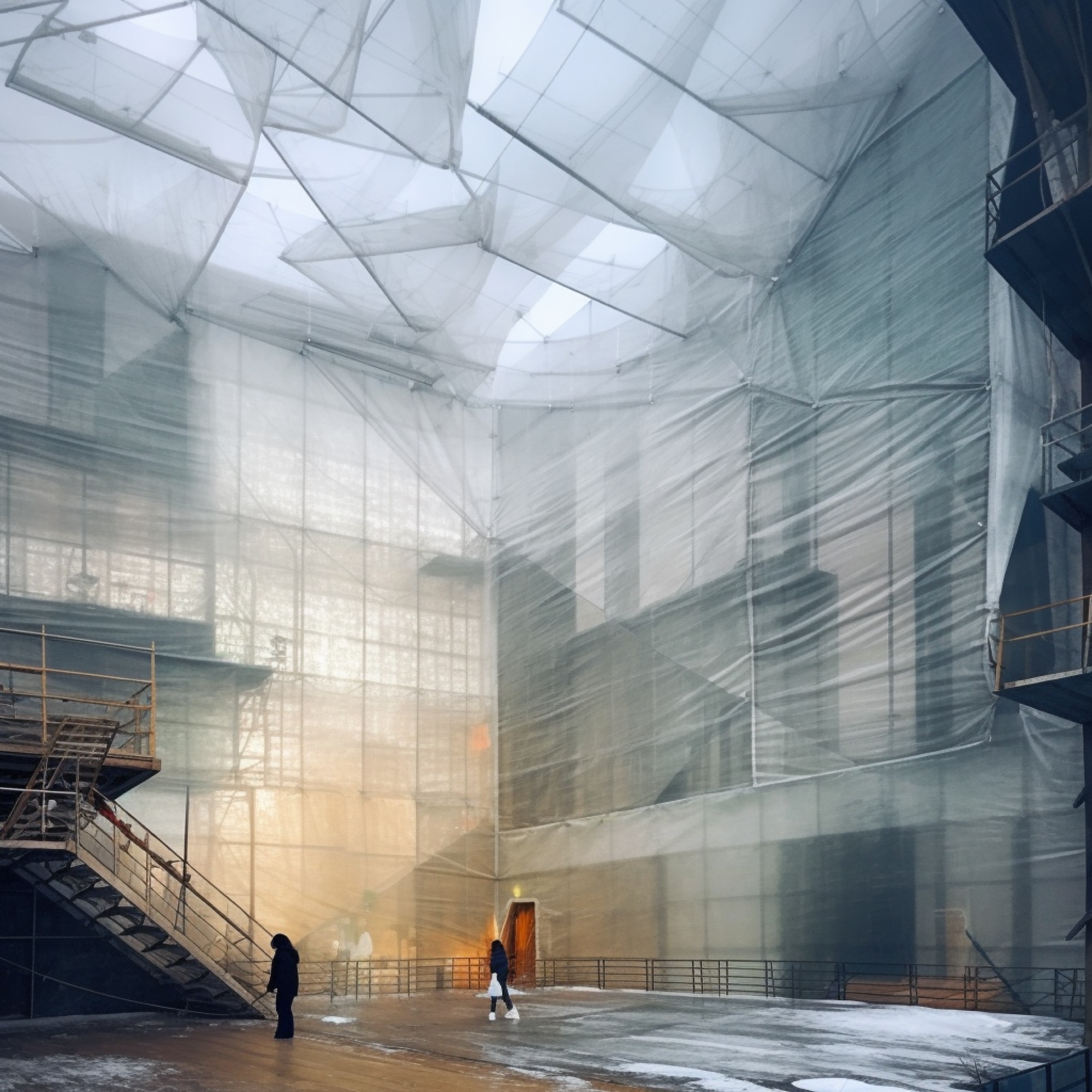 AI-generated render of a contemporary co-living building