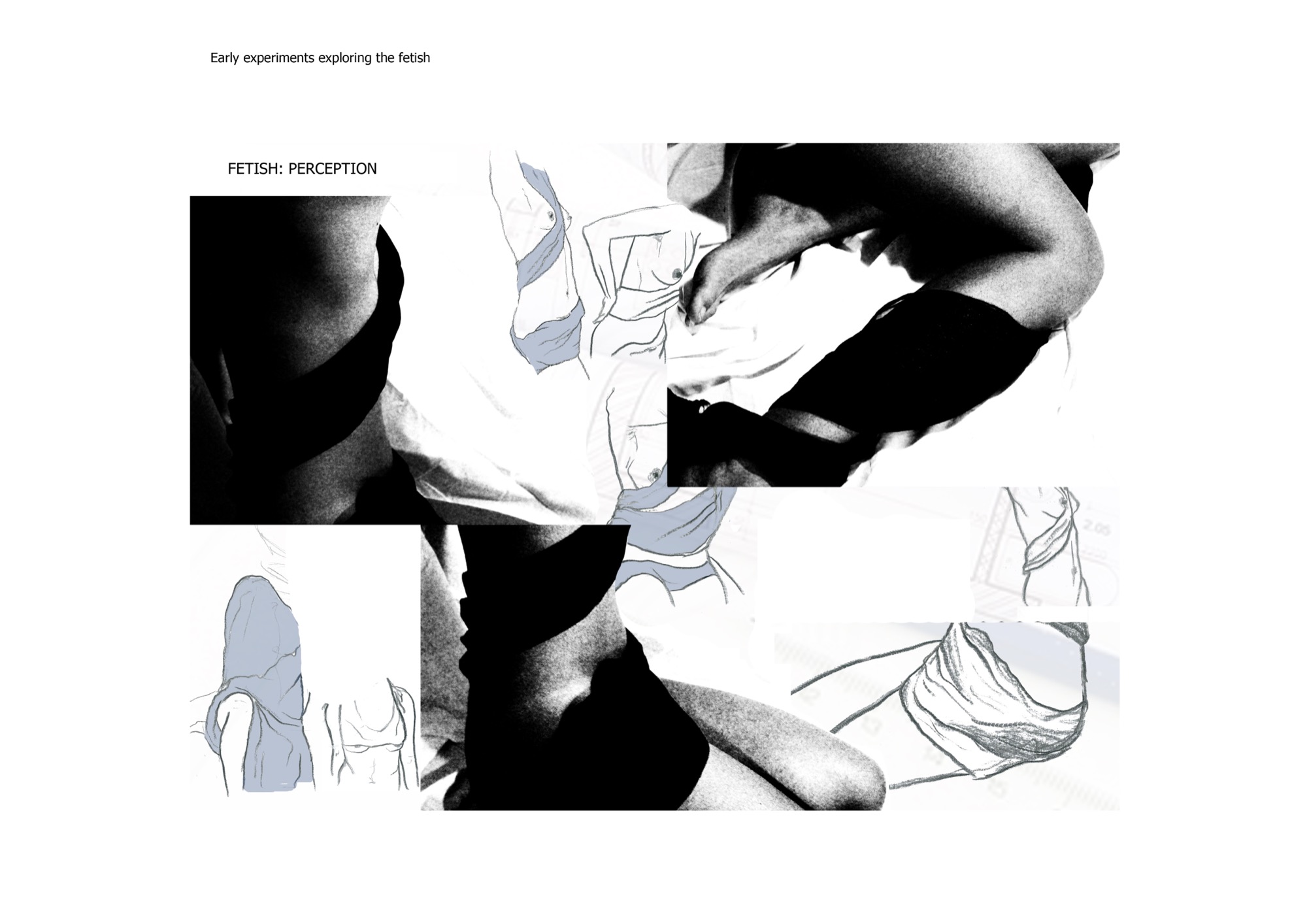 FETISH: PERCEPTION — mixed-media collage, early experiments exploring the fetish