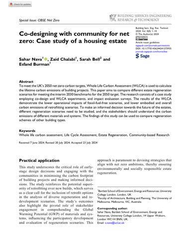 First page of Co-Designing with Community for Net Zero: Case Study of a Housing Estate