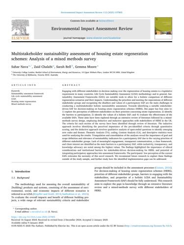 First page of Multistakeholder sustainability assessment of housing estate regeneration schemes: analysis of a mixed methods survey